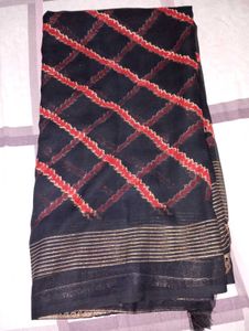 Elegant Black & Red Saree