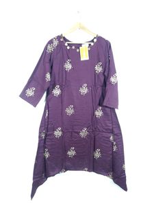 Zemyra Wine Gold Printed Kurta(Women's)