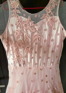 Elegant Pink Embroidered Gown