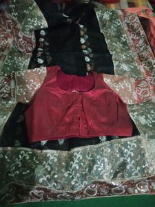 party wear  black saare with sitched maroon colour blouse