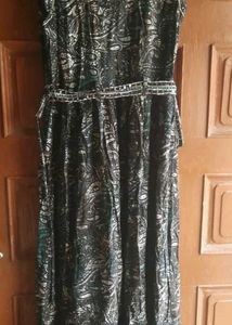 Printed Black Long Kurti/Dress