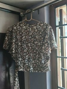 Leopard Print Wrap Top