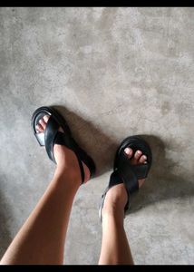 Black Leather Platform Sandals