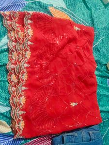 Red Embroidered Saree