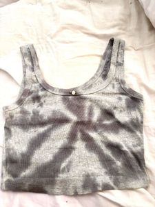 Gray Tie-Dye Cropped Tank Top