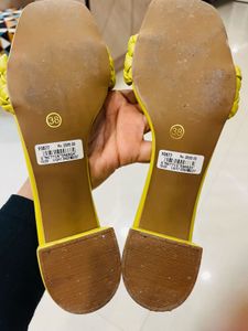 Chic Yellow Woven Slides