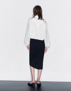 White bubble Cropped Button Down