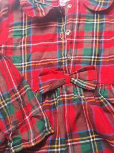 Red Plaid Dress with Bow