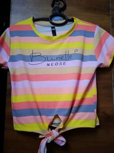 Multi Strips Knotted Crop Top !!