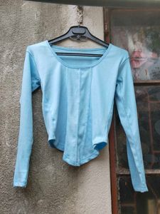 Light Blue Corset-Style Top
