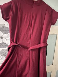 Hq Maroon Solid Maxi Dress Size M