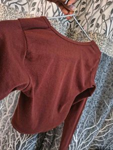 Square Neck Maroon Crop Top