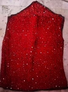 Red Sequin Embellished Top