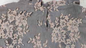 Grey and peach lace transparent top