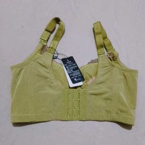 Olive Green Floral Embroidered Bra