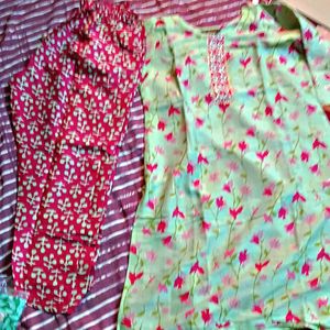 sea green pink Kurta Pant Combo