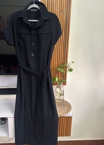 M&S - Black Belted Dress, Bust - 34