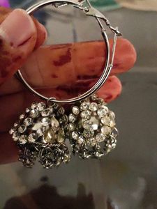 Diamond Stud Jhumki In Hoops
