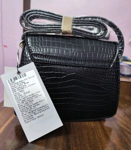 Twenty Dresses Black Structured Sling Bag..