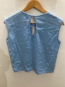 Blue Sleeveless Cutout Top