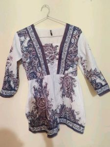 Paisley Print Lace-Up Blouse
