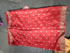 Red Heavy Bordered Saree