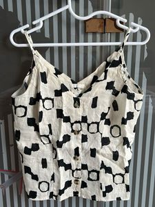 Patterned Button-Down Tank Top