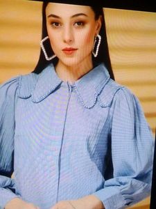 Elegant Beaded Collar Blouse