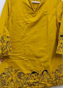 Yellow Printed Kurta