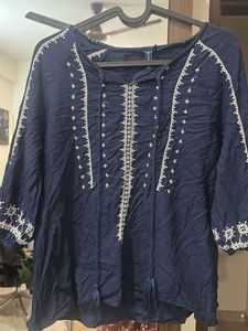 Embroidered Blue Top