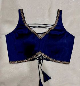 Raw Silk Padded Drawstring Sleeveless Blouse