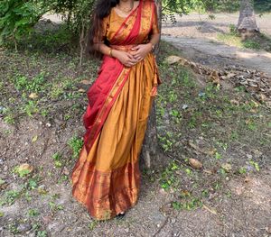 Golden Red Dhavani Set