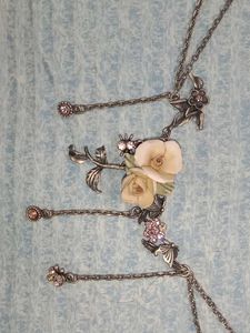 Flower Metal Chain Necklace &amp; Earring Set