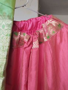 Pink Lehenga Choli with Dupatta, No Blouse