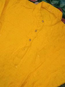 Yellow Embroidered Kurta Set with pant