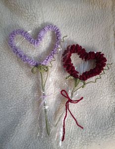 crochet heart bouquet