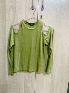 Green Cold Shoulder Top