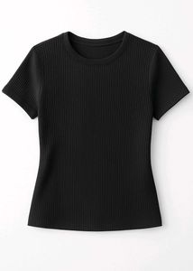 Black Ribbed T-Shirt