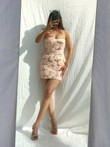 Pink Floral Bodycon Mini 3D Dress