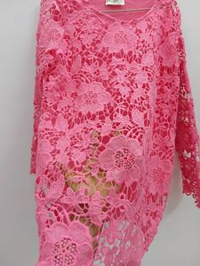 Pink Floral Lace Long Sleeve Top