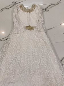 Elegant White Lace Ethnic Gown