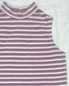 Korean Mock Neck Striped Top