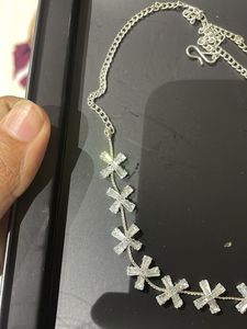 Silver Crystal Flower Necklace