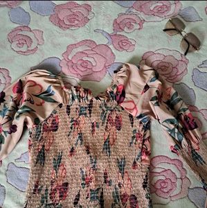 Floral Smocked Crop Top