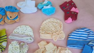 8 Set Cap,booties And Mittens Combo