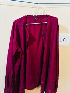 ₹190 Women Burgundy Solid Casual Shirt - XL