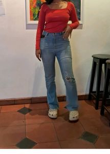 Blue Bootcut Jeans