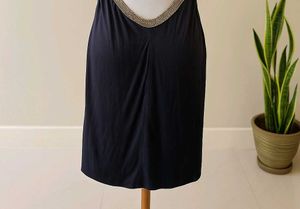 Black Halter Dress with Gold Detail