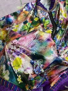 Boho Fairycore Satin Shrug Maximalist Floral Print