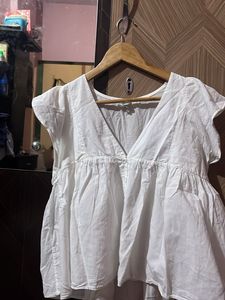 White V-Neck Top